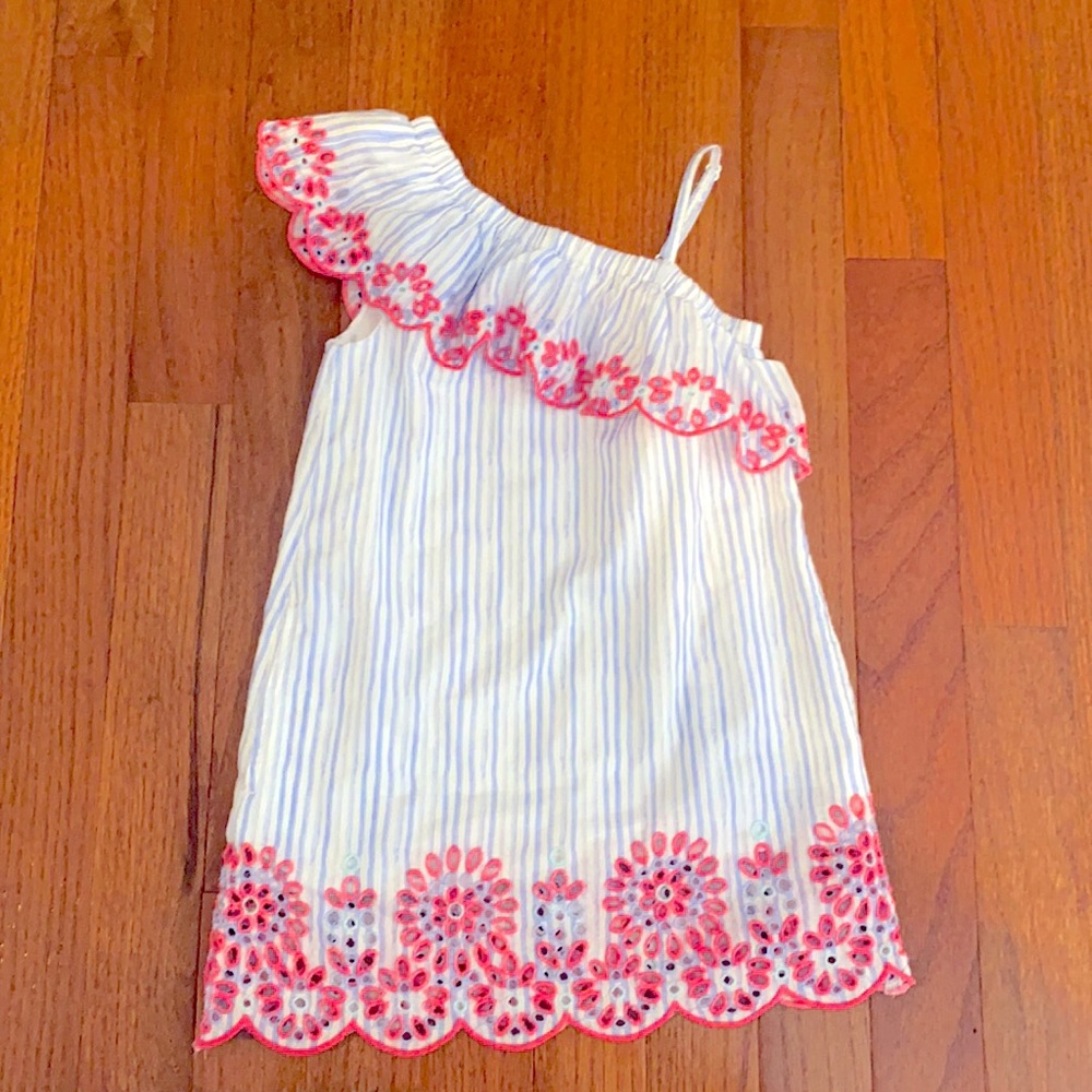 Vineyard Vines One-Shoulder Preppy Blue Striped Dress